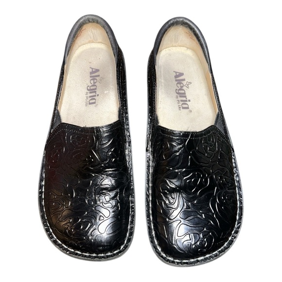 Alegria by PG Lite Debra slip on Black Embossed Shoes size EU 37/ US 7 - Picture 10 of 14